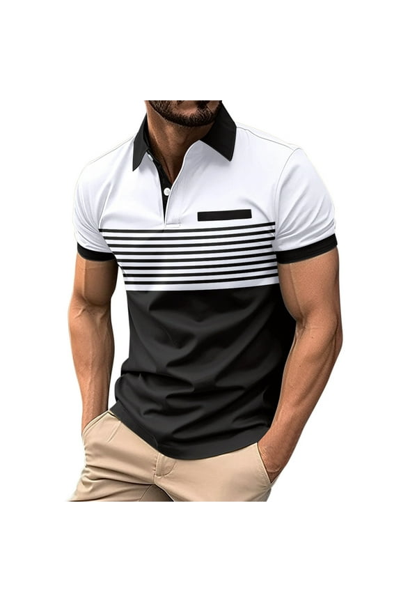 Vintage Men's Polo Shirts Soft Cotton Collared Tops Classic Look (White,XXL)