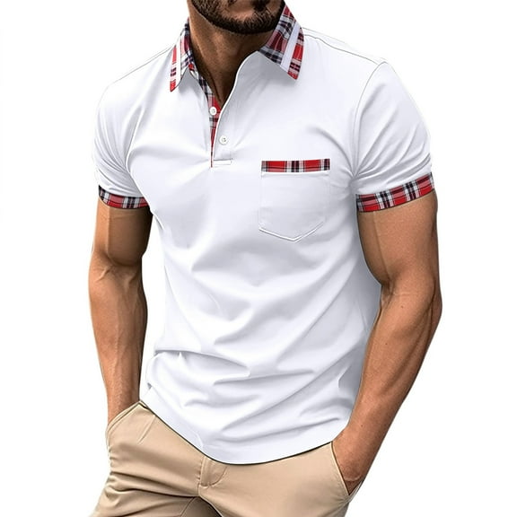 Caqnni Vintage Men's Polo Shirts Soft Cotton Shirts with a Classic Collar for a Stylish and Comfortable Fit (White,M)