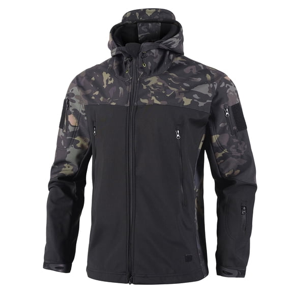 Caqnni Windbreaker Jacket for Men Men's Waterproof Jacket with Hood Lightweight Rain Coat Windbreaker Jacket for Men Hoodie Outwear Zip up Long Sleeve Plus Size Tops (Camouflage,L)
