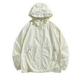 thumbnail image 1 of Caqnni Windbreaker Jacket for Men Men's Waterproof Jacket with Hood Lightweight Rain Coat Windbreaker Jacket for Men Hoodie Outwear Zip up Long Sleeve Plus Size Tops (Beige,3XL), 1 of 2