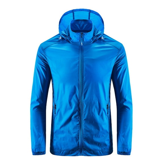 Caqnni Windbreaker Jacket for Men Men's Waterproof Jacket with Hood Lightweight Rain Coat Windbreaker Jacket for Men Hoodie Outwear Zip up Long Sleeve Plus Size Tops (BU1,4XL)
