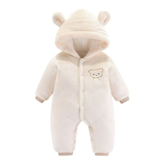 Caqnni Winter Coats for Kids with Hoods Romper Jumpsuit Jacket for Baby Boys Little Girls Sweatshirt Bodysuit Jumpsuit (6-9 Months,White)