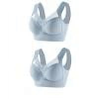 Caqnni Wireless Bra, Seamless No- Shapewear Bra, Pullover Bralette with No-Roll Underband (Blue,L)