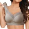 Caqnni Wireless Seamless Bras for Women No Underwire Wavy V Neck Soft Support Full Coverage Comfortable Bra (Brown,3XL)