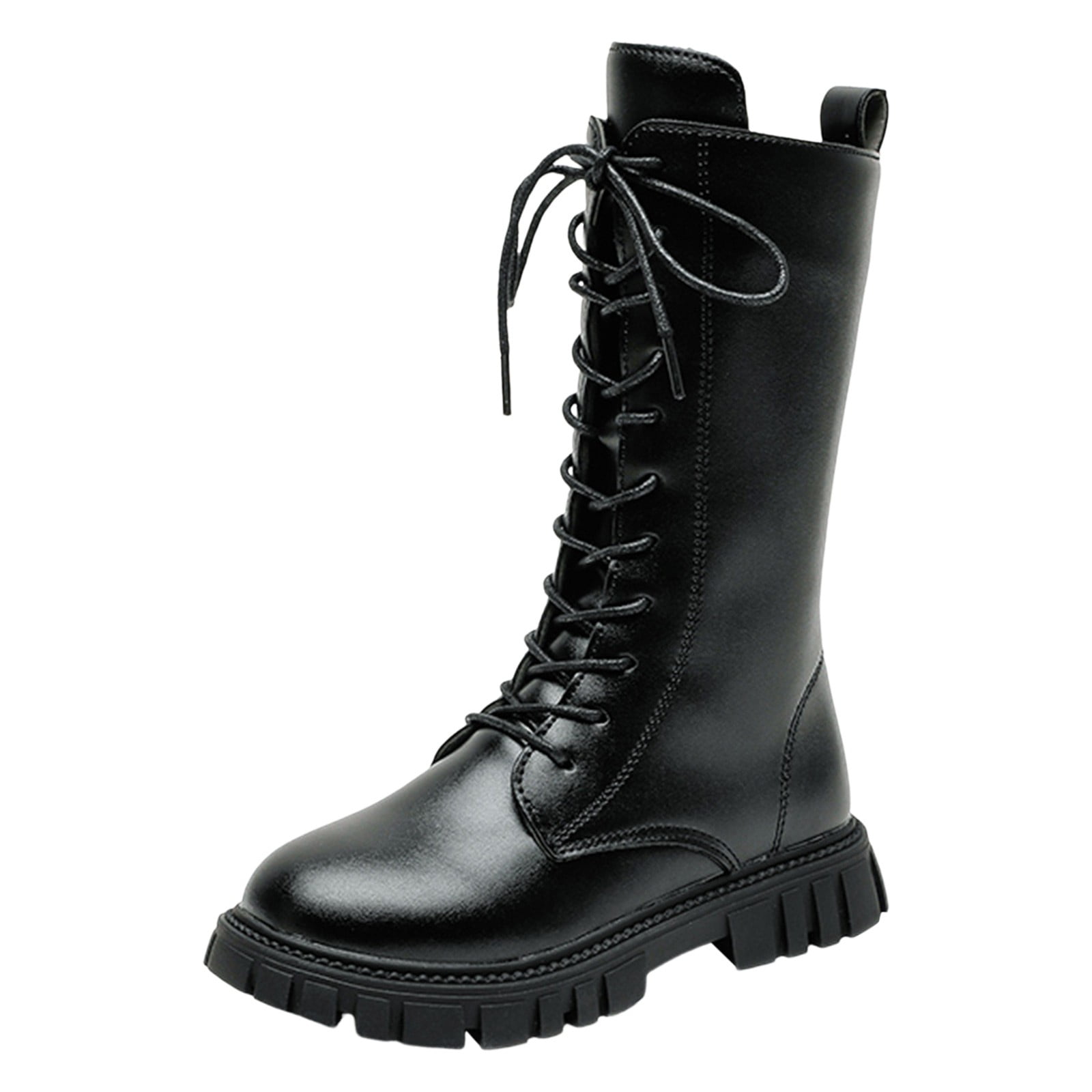 ANUFER Girls' Women's Knee High Boots Canvas Lace-Up...