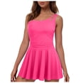 thumbnail image 1 of Caqnni Women Tankini Top Swim Tops Ruched One Shoulder Bathing Suit Swimsuit Tie Back Bathing Suit Tankini Tops Tops Only Tankini Top Only No Bottom (S,Hot Pink), 1 of 9