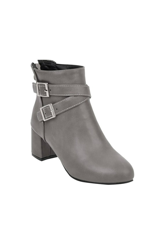 Women's Chelsea Boots Block Heel Slip On Ankle Booties with Elastic Sided Fall Winter Ankle Boots (7,Grey)