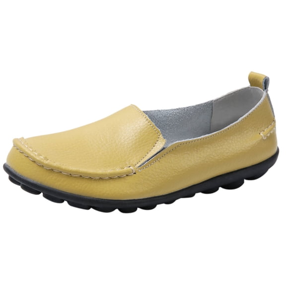 Caqnni Women's Classic Leather Casual Loafer Cute Slip-On Closed Toe Flat Sandal Comfy Work Sandal Everyday Walking Shoe (Mint Green,39)