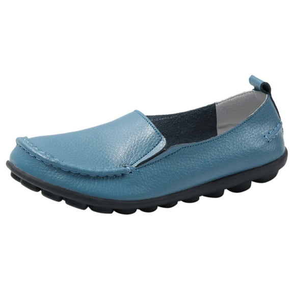 Caqnni Women's Heel Penny Loafers Shoes, Formal Work Shoes Comfort Platform Business Loafer Flats Shoes (8.5,Blue)