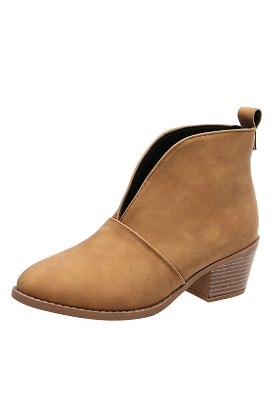 Women's High Heel Chelsea Ankle Boots Slip On Elastic Fall Heeld Booties Shoes Fall Winter Ankle Boots (7,Yellow)