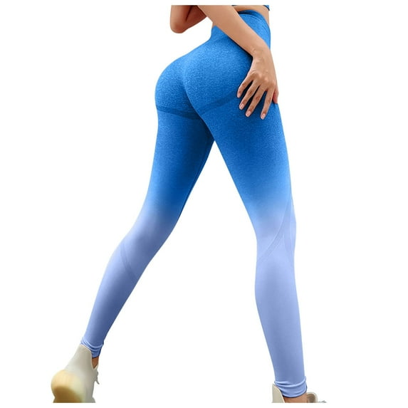 Caqnni Women's Leggings with Pockets-Crossover High Waisted Bootcut Yoga Pants-Tummy Control Tights Workout Dance Running Yoga Pants (Blue,M)