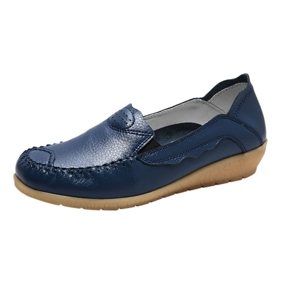 Caqnni Women's Loafers, Slip On Platform Penny Loafers for Women Dressy and Work, Business Casual Shoes for Women Flats Shoes Dress Shoes (Blue,41)