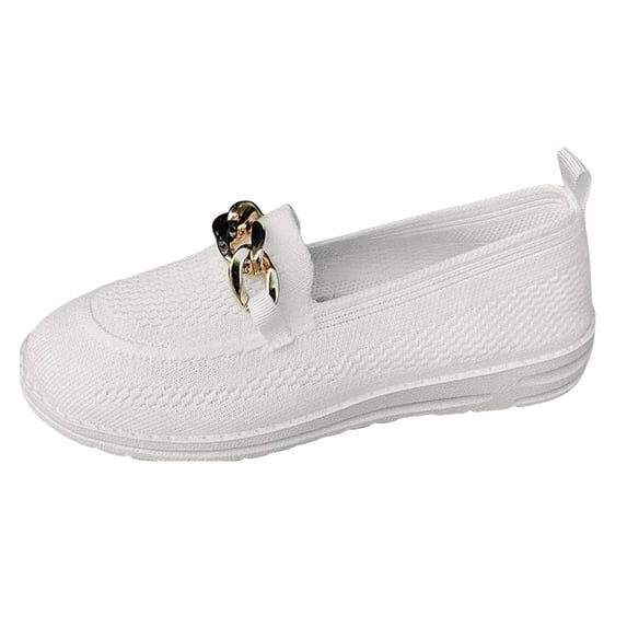 Caqnni Women's Loafers Walking Driving Ladies Office Penny Flats Shoes Slip On Leather Loafers Dressy Shoes Flats Shoes (8.5,White)