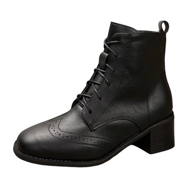 Caqnni Women's Low-heeled Ankle Boots-Dress Shoes for Women Womens Boots Black Warm Vintage Christmas Winter Thigh High Womens Boots (9,Black)