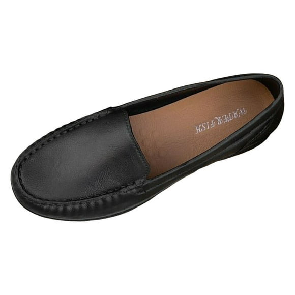 Caqnni Women‘s Penny Loafers - Comfy Chunky Platform Versatile Solid Color Leather Slip-Ons Dress Shoes (8.5,Z04-Black)