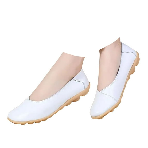 Caqnni Women's Platform Penny Loafers Loafers Dress Shoes Comfortable Work Office Business Casual Slip On Shoes (8.5,White)