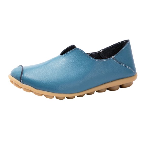 Caqnni Womens Ballet Ballerina Pumps Ladies Flat Slip On Loafers Leather Shoes Girls Dress Dance Shoes (8.5,Blue)