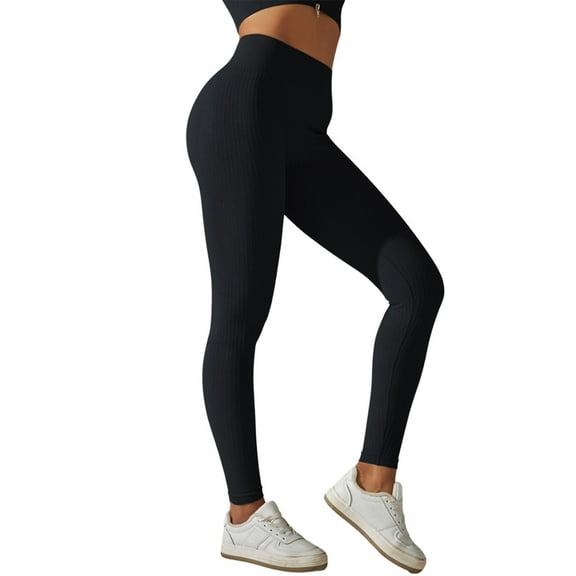 Caqnni Womens Compression Yoga Pants High Waisted Side Slit Joggers Casual Loose Lounge Sweatpants with Pockets- (Black,S)