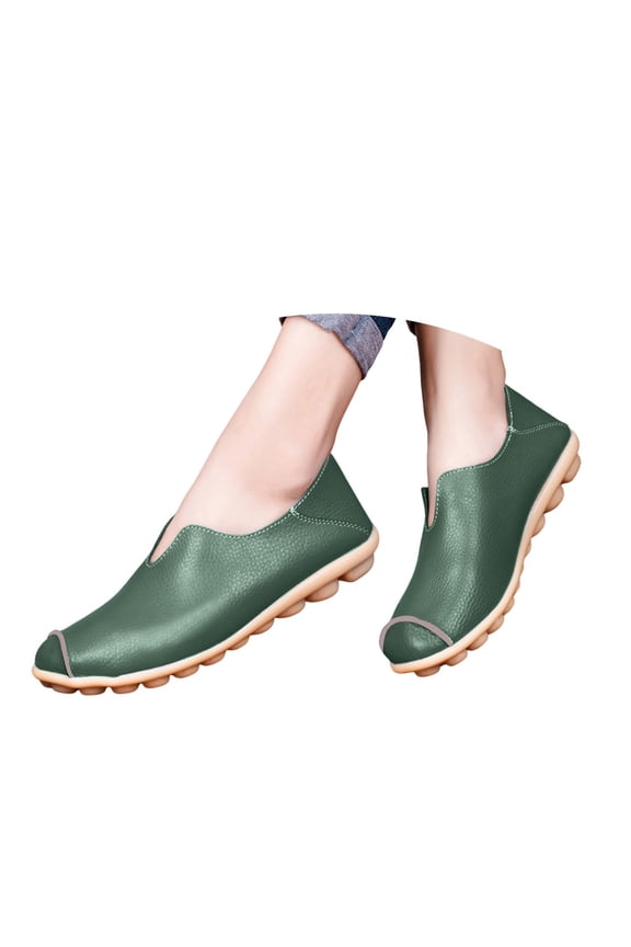Womens Loafers Casual Flats Shoes Slip On Penny Loafers for Round Toe Driving Boat Shoes Dress Shoes (6.5,Dark Green)