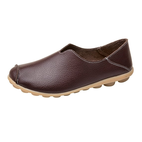 Caqnni Womens Loafers Flats Shoes Slip On Driving Moccasins Comfort Casual Shoes Work Walking Penny Loafers (Coffee,44)