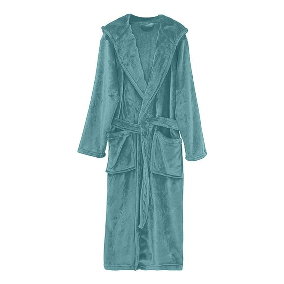 Caqnni Womens and Mens Buffalo Plaid Robe Cotton Flannel Shawl Collar Bathrobe Lightweight Kimono Loungewear Sleepwear Bathrobe Home Wear (A123-Light Blue,One Size)