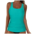 thumbnail image 1 of Caqnni Womens Printed Strappy Racerback Swim Tankini Top Only No Bottom Tankini Top Only No Bottom Effect Hanging Neck Sexy Bikini Swimsuit (S,Mint Green), 1 of 5