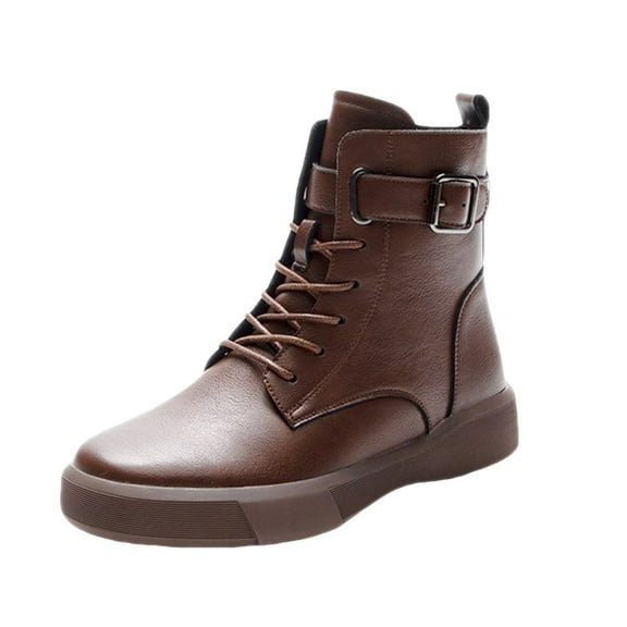 Caqnni Womens Shoes Autumn Winter Women's Ankle Boots Round Toe Low Wedge Heel Boots Casual Shoes Fall Winter Ankle Boots (5.5,Brown)