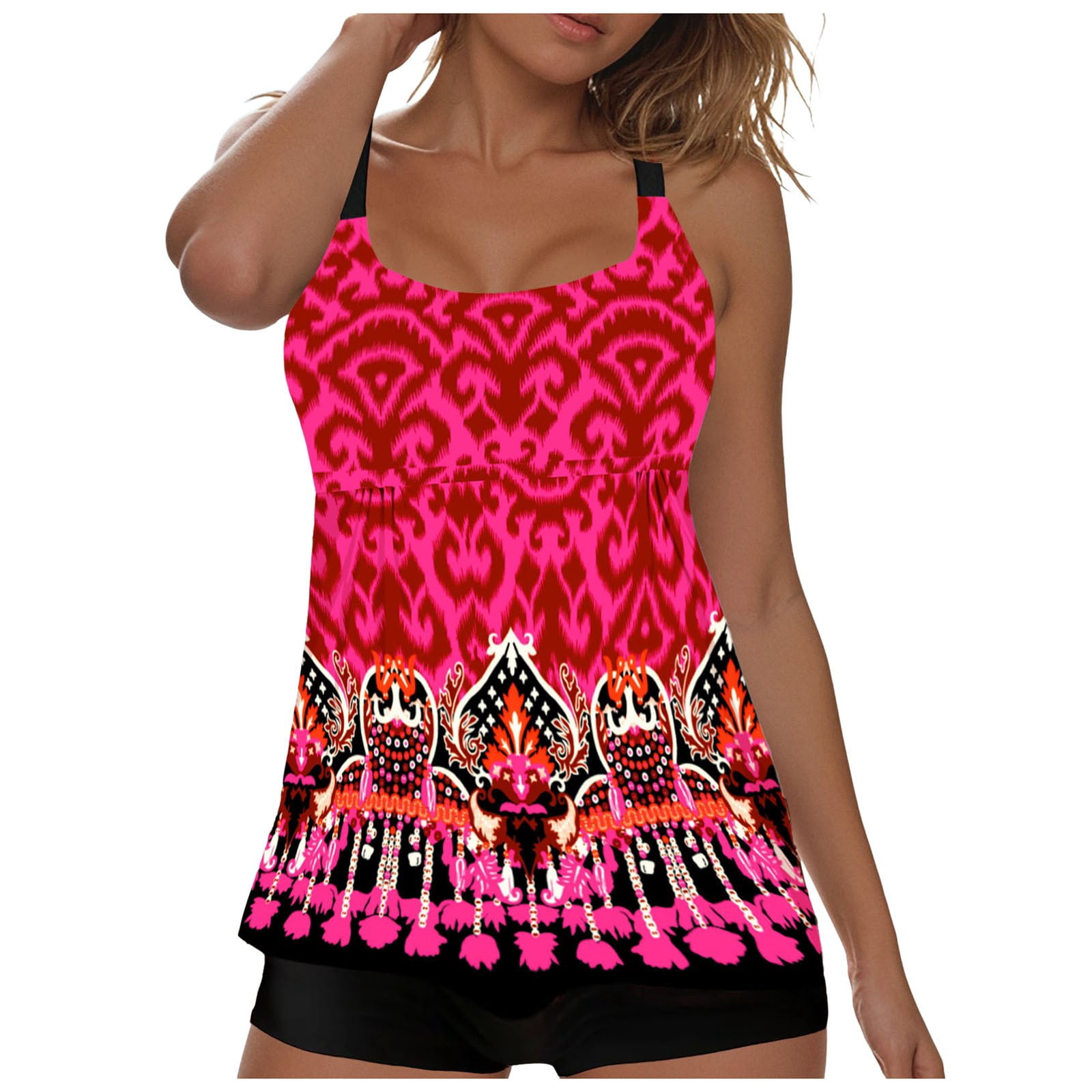 Womens Flowy Tankini Tops Only - Twist V Neck Swimsuit
