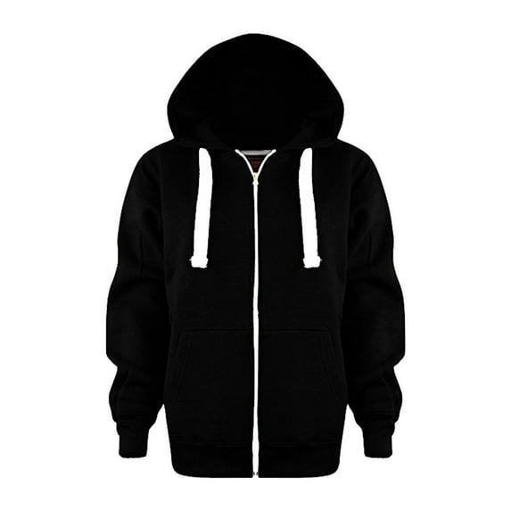 Caqnni Zip Hoodie Sleeve Little Girls Color Top Kids Long Up Boys Jackets Solid Sweatshirt Boys Coat&jacket Ski Boys Jacket (11-12 Years,Z094-Black)