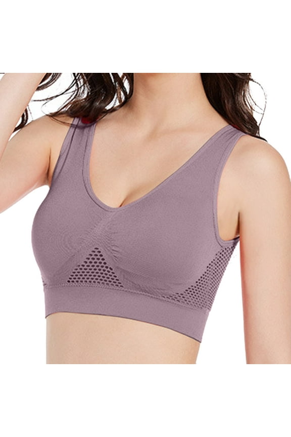omens U Back Sports Bra - Scoop Neck Padded Low Impact Yoga Bra Workout Crop Top with Built in Bra No Underwire Comfy Bras (Gray,5XL)