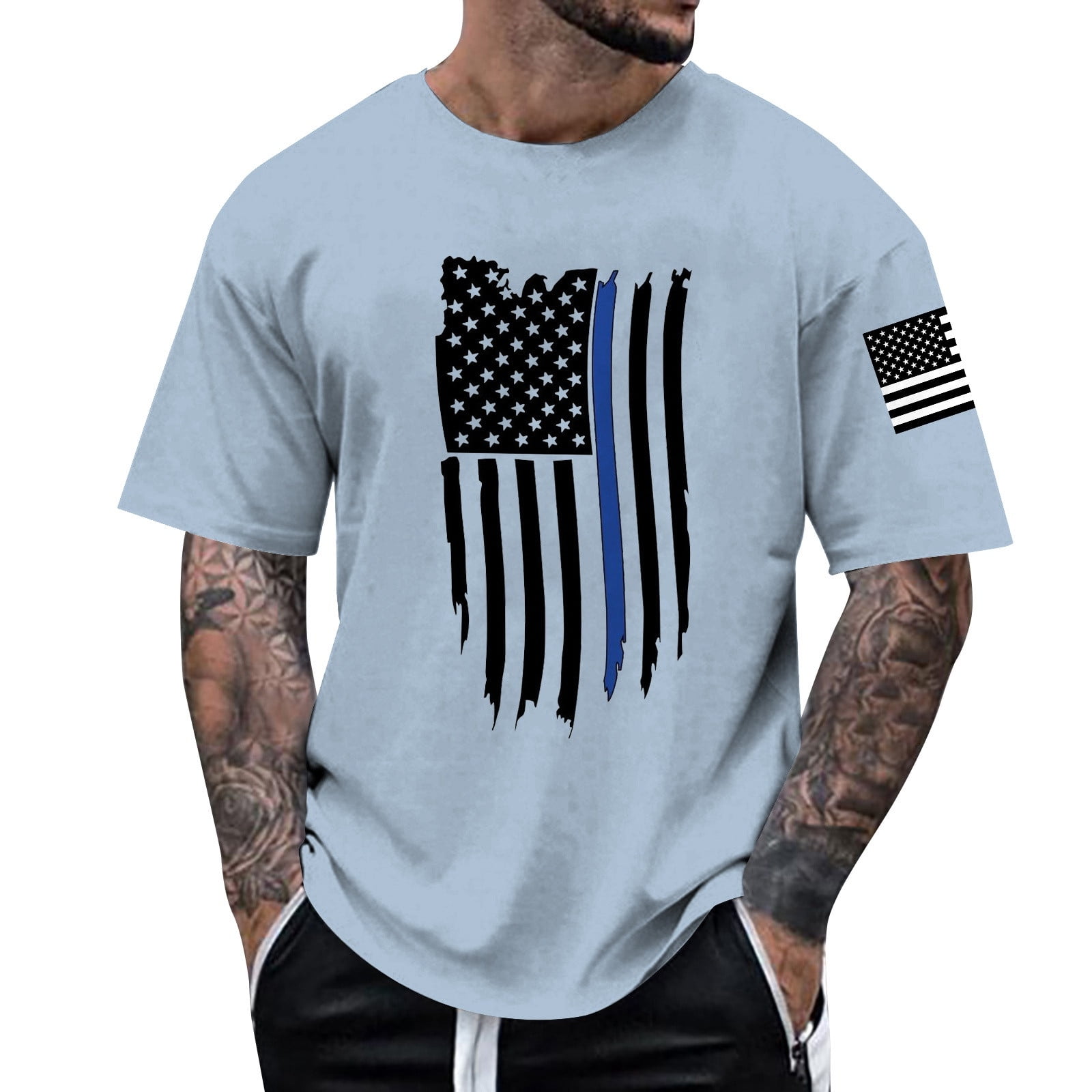 Caqnni s Patriotic Shirts for Men USA Short Sleeve Button Up