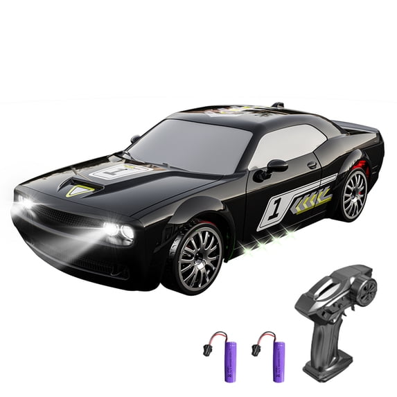 Car 1/20 Remote Control Drift Car 2.4GHz Fully Proportional Remote Control Car 4WD Race Drifting Cars Toy With Cool Lights Drift Tires, Racing Tires Replaceable-Red, 2 Battery