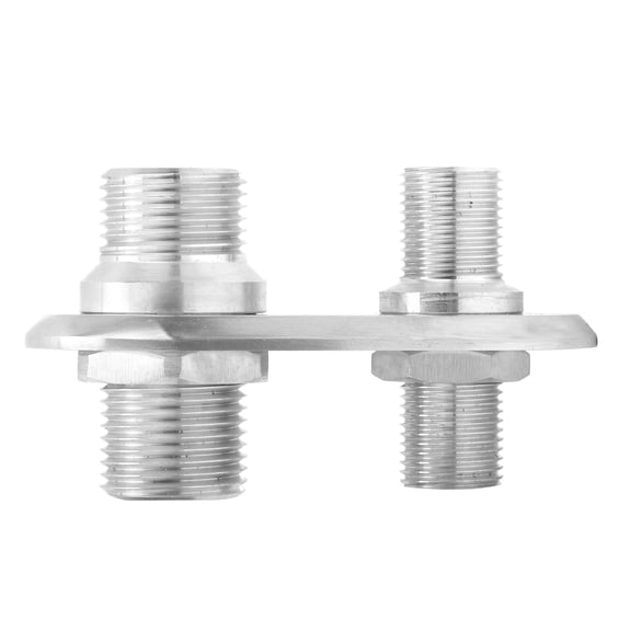 Car 2Port Air Conditioner Bulkhead Connector Universal Modification Replacement for Hot RodSilver