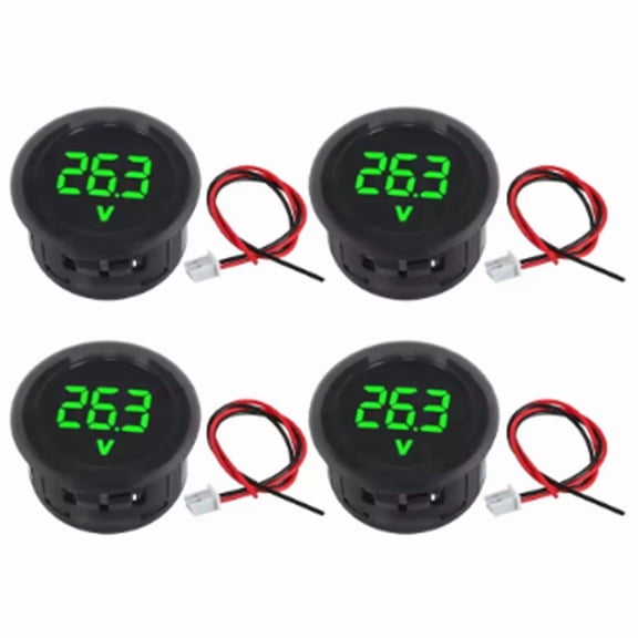 Car 4-100V DC Waterproof LED Digital Voltmeters 4-Pack Panel Mount Voltage Meter