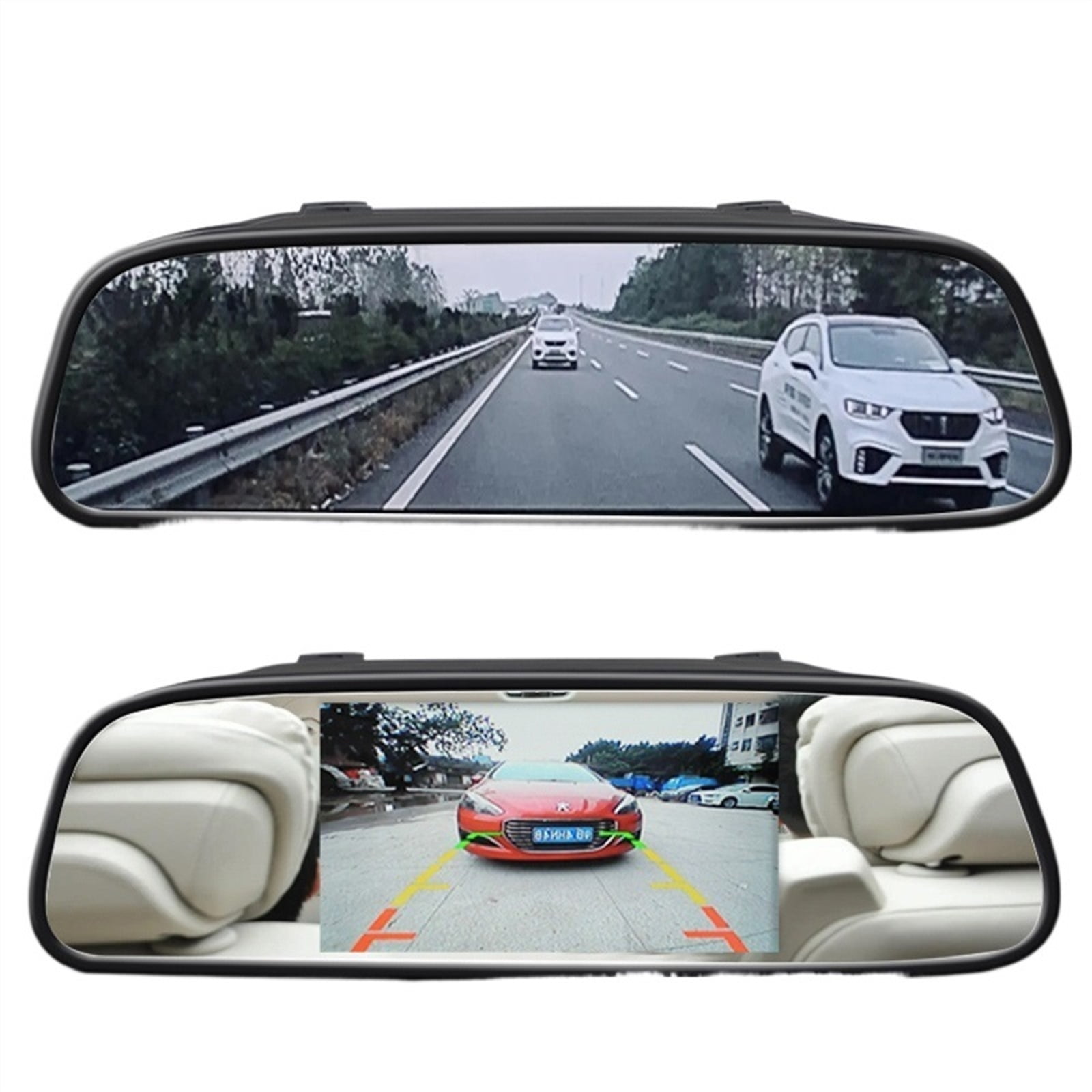 Car 4.3 Inch Rearview Mirror Monitor For Vehicle Truck Van RV Lorry Parking Rear View Backup Camera LCD Color Display 2 Vedio ,Brighter and Clearer
