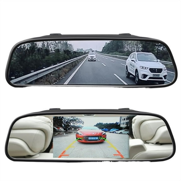 Car 4.3 Inch Rearview Mirror Monitor For Vehicle Truck Van RV Lorry Parking Rear View Backup Camera LCD Color Display 2 Vedio ,Brighter and Clearer