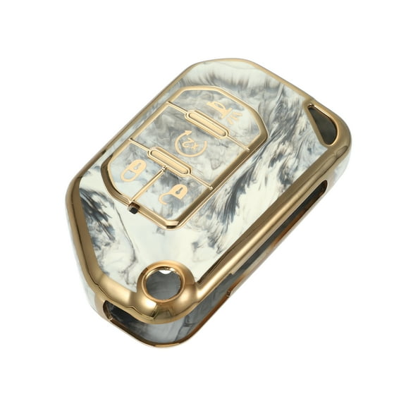 Unique Bargains Car Remote Key Fob Cover Case Shell Protector 4 Button Compatible for Jeep Wrangler JL JLU Gladiator JT 2018-2020, Full Protection TPU Gray