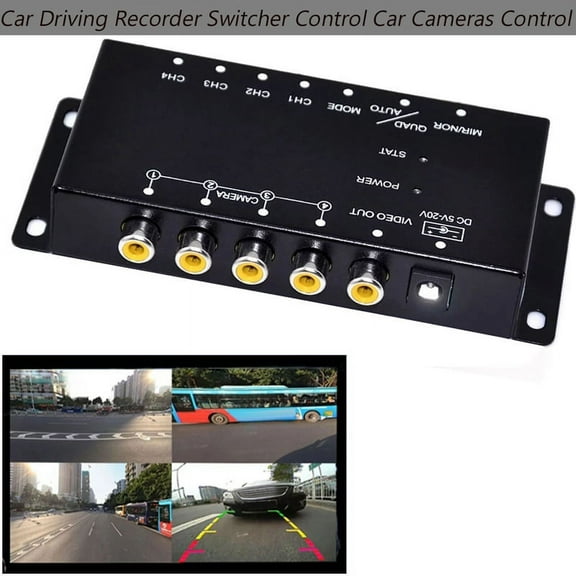 Car 4-Channel Driving Recorder Switcher Control Car Cameras IR Control Switch Combiner Box for 360 Panoramic Image
