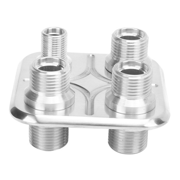 Car 4Port Air Conditioning Bulkhead Hose Fitting Universal Modification Replacement for GM PerformanceSilver