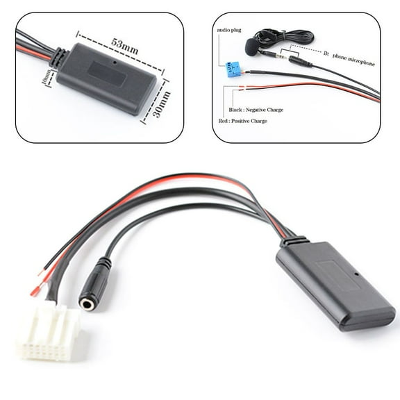 Car 5.0 AUX Adapter Wireless Audio Receiver With Microphone Handsfree Kit for Mazda 2 3 5 6 MX5 RX8 CX7 Stereo System High-Speed Transmission Easy Installation Wide Voltage