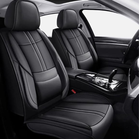 Car 5-Seat Covers Front & Rear Full Set Compatible with Nissan Rogue 2010-2025 PU Leather Seat Cushion Protector Waterproof Black