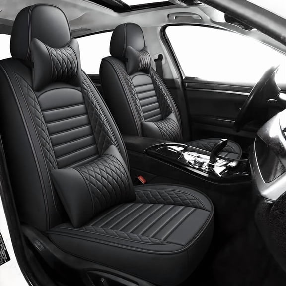 Car 5-Seat Covers Front & Rear Full Set for Hyundai Venue 2020-2025 Faux Leather Seat Cushion Protector Waterproof Black