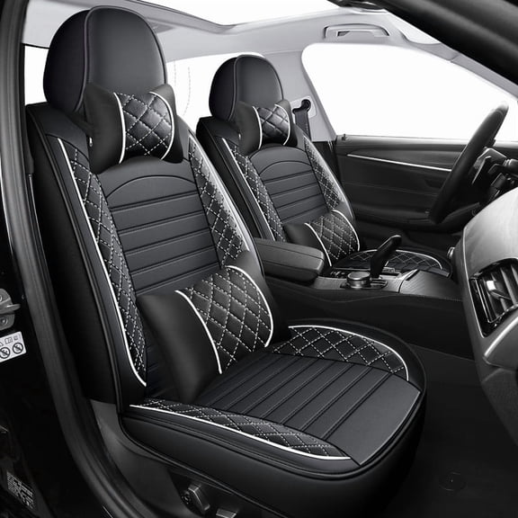 Car 5-Seat Covers Front & Rear Full Set for Toyota RAV4 2013-2026 Faux Leather Seat Cushion Protector Waterproof Black&White