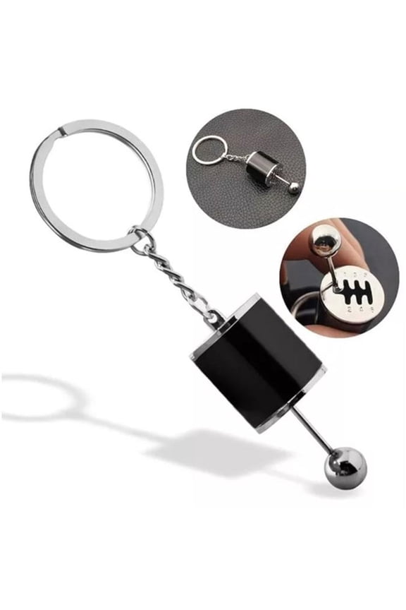 Car 6 Speed Gear Keychain - Manual Transmission Lever Pendant, Metal Refitting Key Holder, Decompression Toy, Black