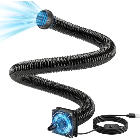 Car AC Vent Extender With Built-in Fan, Extendable Back Seat Air Conditioning Hose For Kids Elderly Pets, Portable 360 Rotatable Vent (10ft)