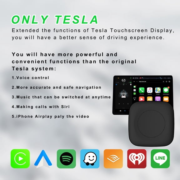 Car AI BOX Apple Carplay Dongle Android Auto For Tesla Model 3/ X/Y Car Radio 5G Chip Plug&Play Bluetooth Wireless Car Adapter