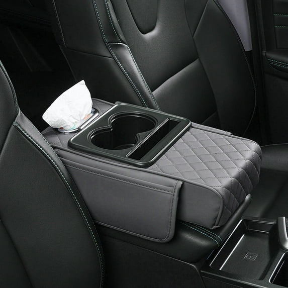 Car Accessories Armrest Cushion Cover with Storage Bags and Cup Holder for Interior Organization in Sedans