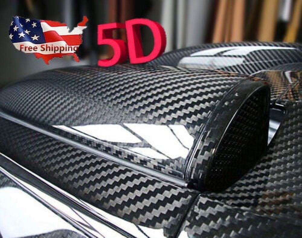 Carbon Fiber Vinyl 5D Wrap - Self-Adhesive Black Car Sticker For Hood ...