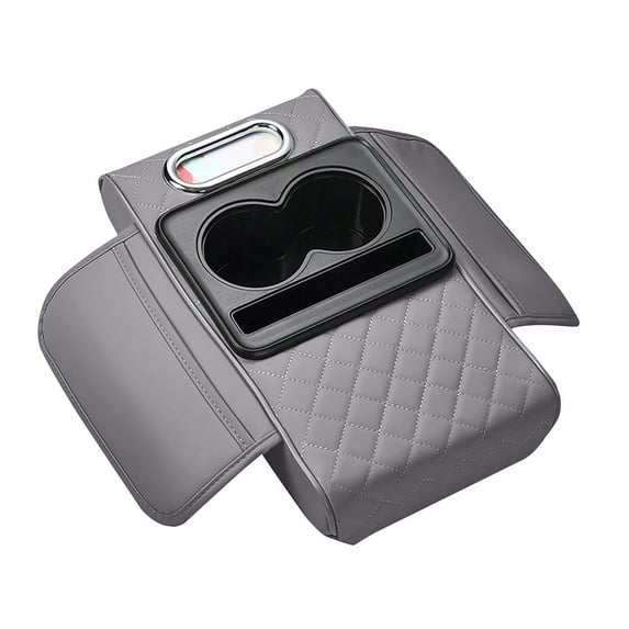Car Interior Accessories Armrest Cushion Cover with Storage Bags Cup Holder Tissue Slot and Phone Slot for Sedans and Vehicles