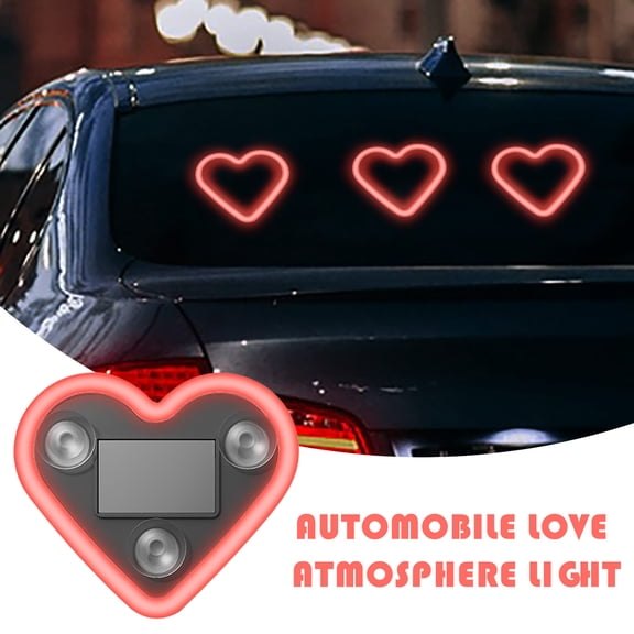 Car Accessories,Car Decor,Led Lights,Rock Lights,3.9×3.3inch,Ip65 Waterproof Solar-Powered Heart-Shaped Led Neon,Auto On/Off,Auto Day-Charge,Romantic Ambient Light,For Couples(Red)